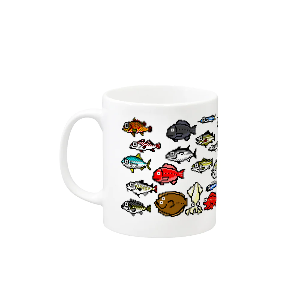 onigiri-loveloveのドット絵サカナの群 Mug :left side of the handle