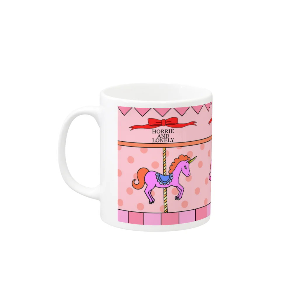 MY LONELY SPACEのユニコーンのメリーゴーランド (Pink) Mug :left side of the handle