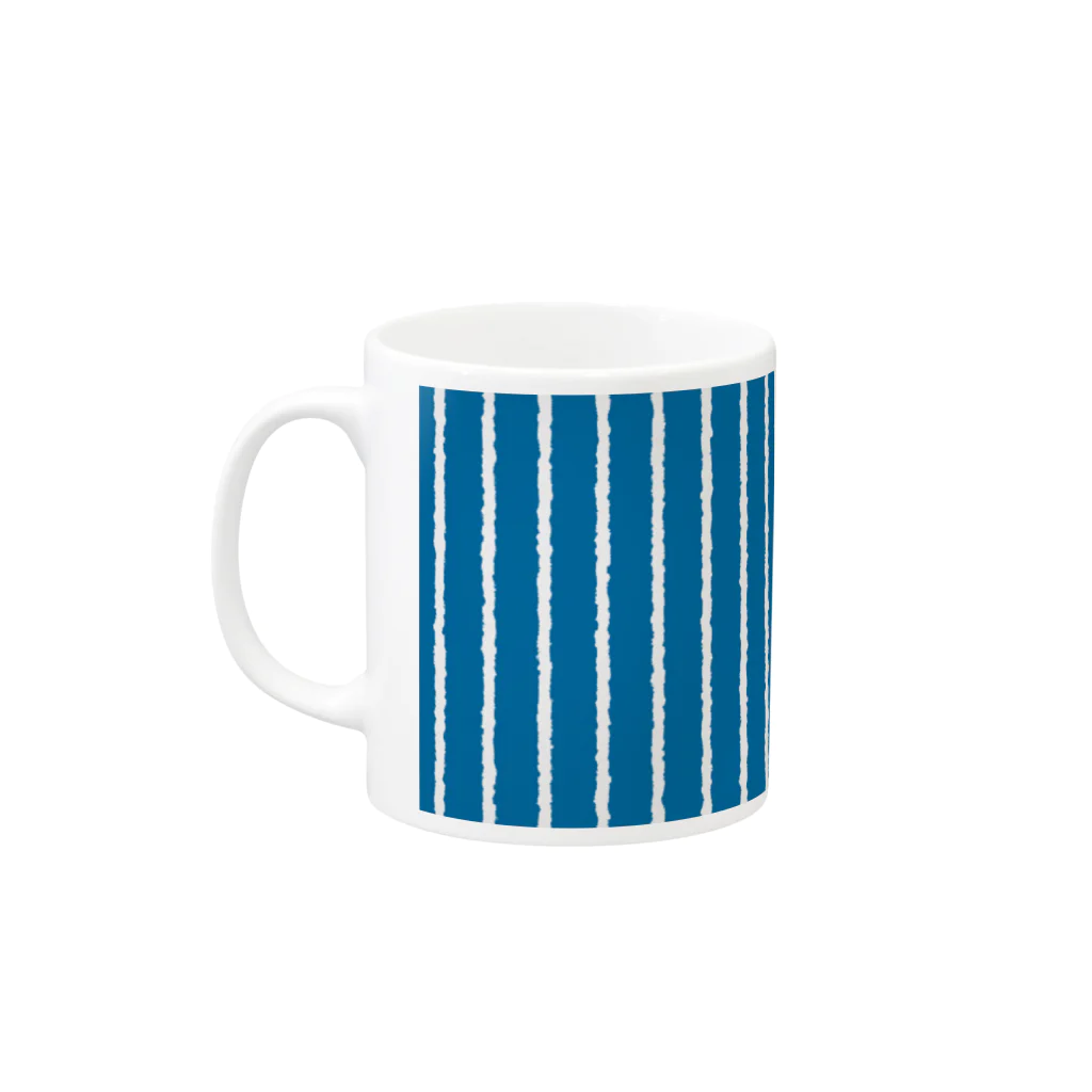 Planet Evansの青と白の縦縞 Mug :left side of the handle