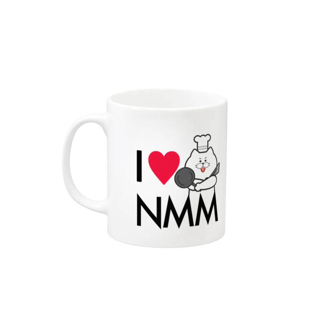 ねこめし屋公式グッズショップのI♥NMMマグ マグカップの取っ手の左面