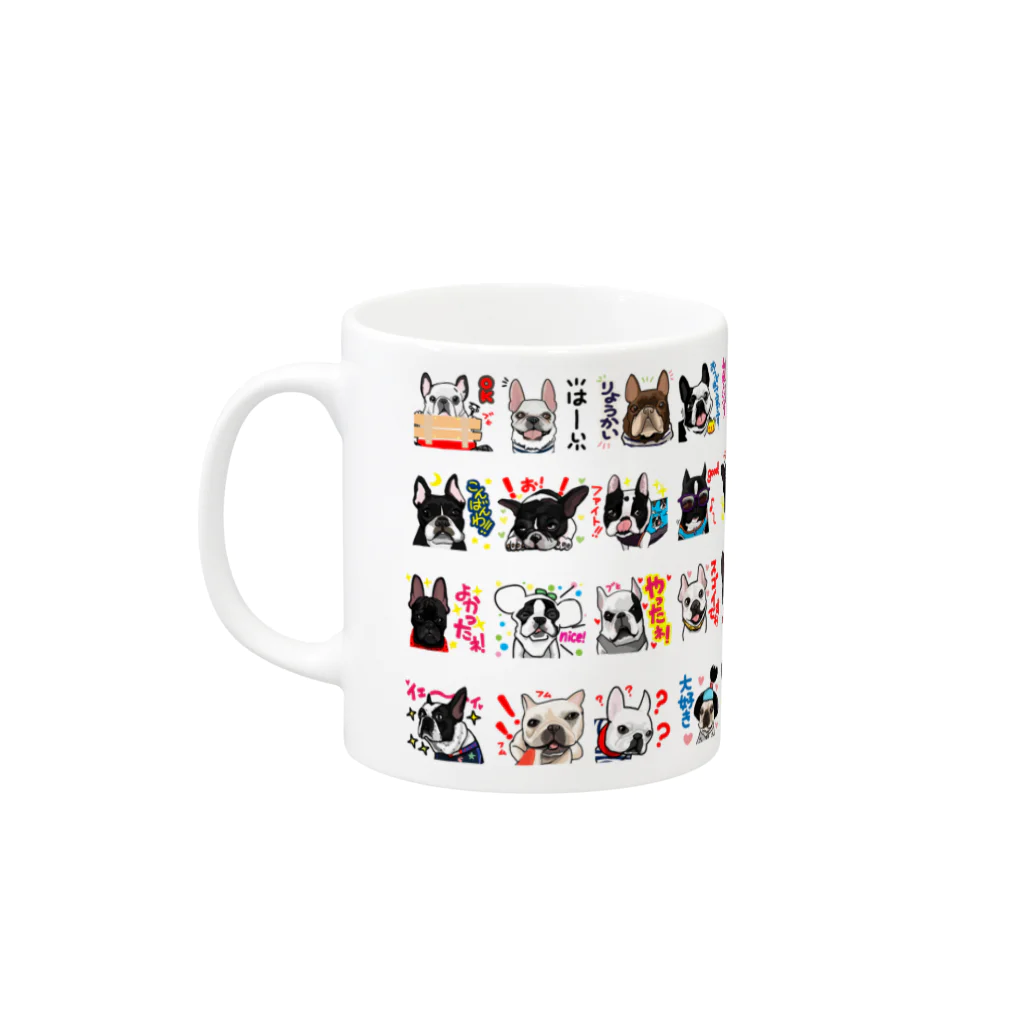 アート宇都宮(ARTUTSUNOMIYA)の7★Frenchbulldogfamily★ Mug :left side of the handle