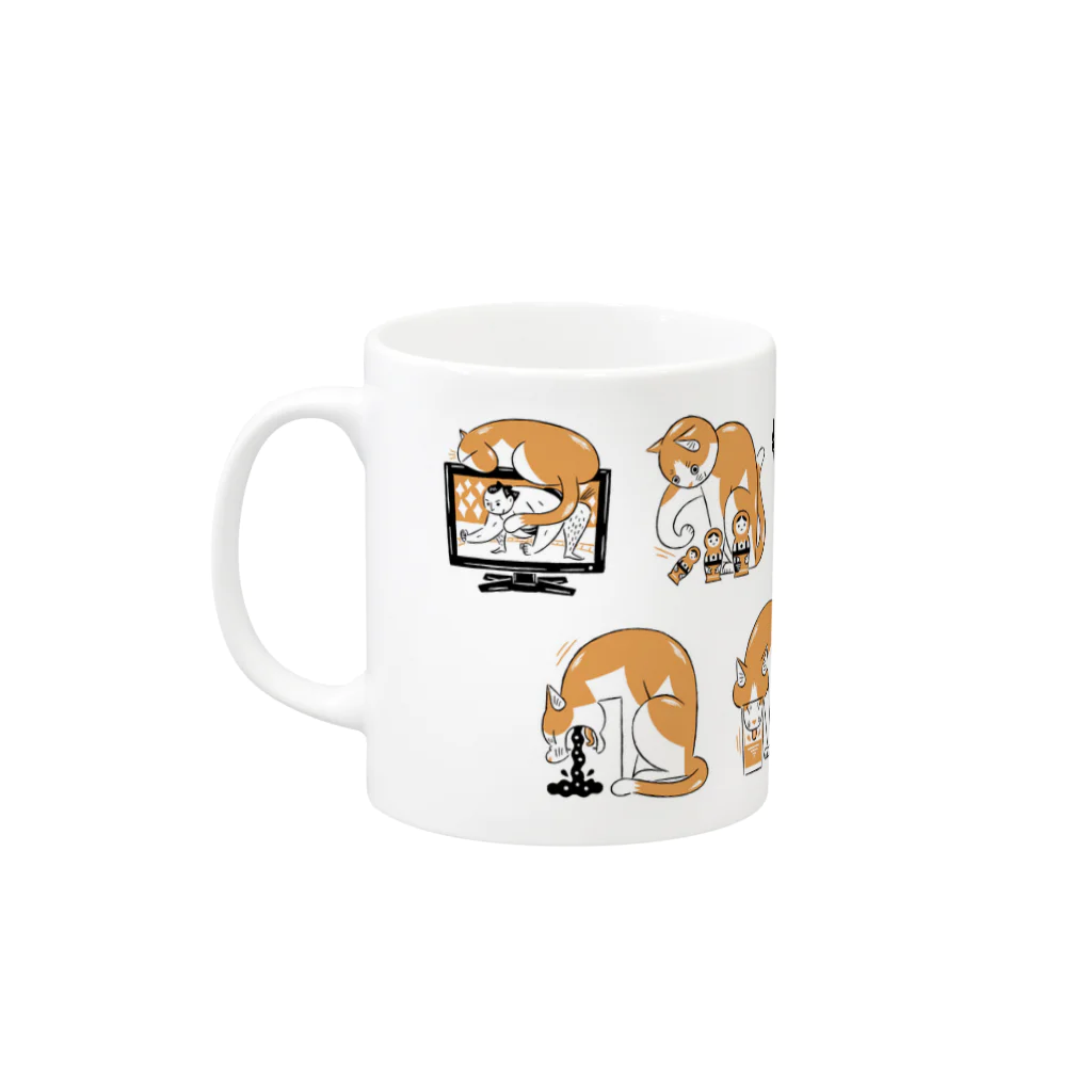 たじまなおとのグッズの邪魔する猫 Mug :left side of the handle