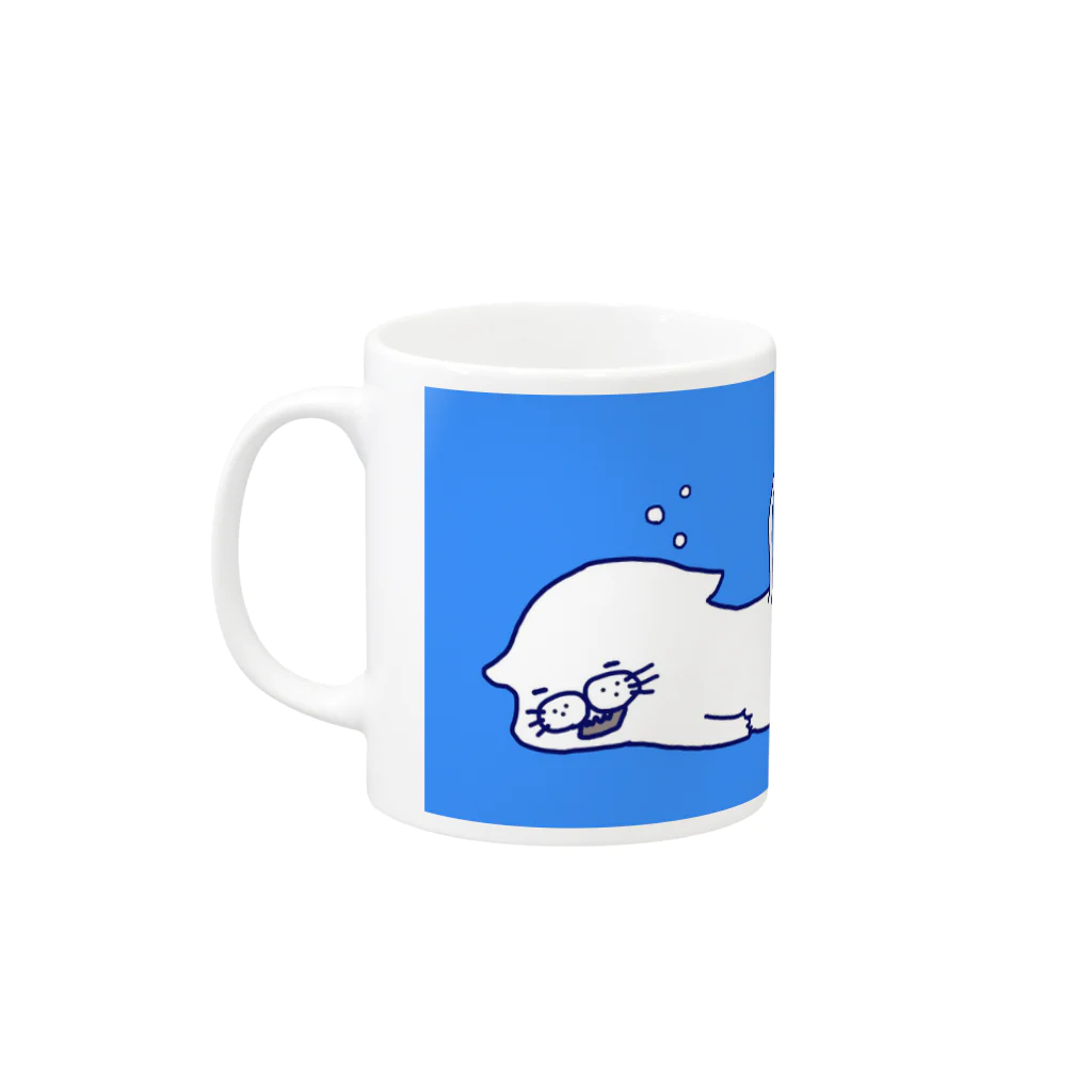 TAMAPEのしらたまねこおねむー Mug :left side of the handle