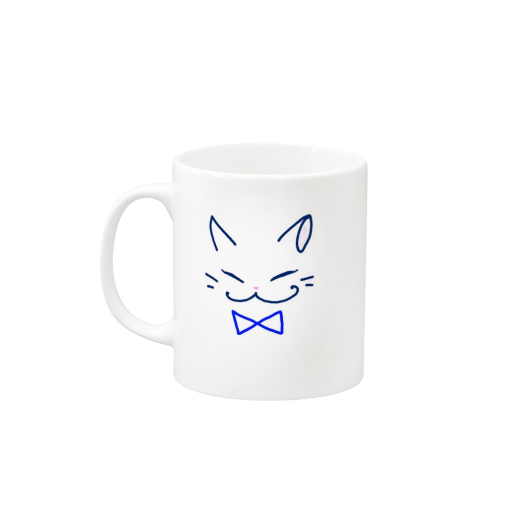 コマネコのネコ（blue） Mug :left side of the handle
