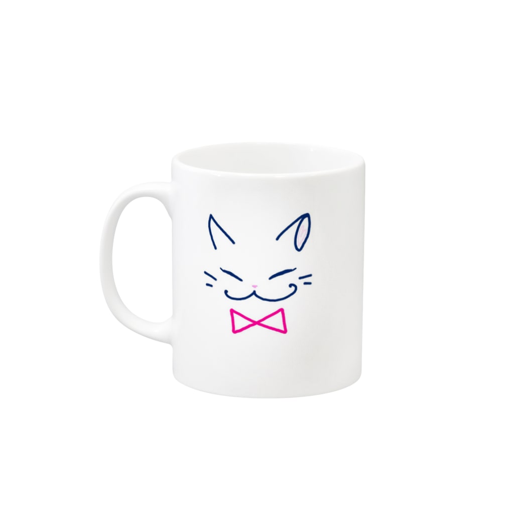 コマネコのネコ（pink） Mug :left side of the handle