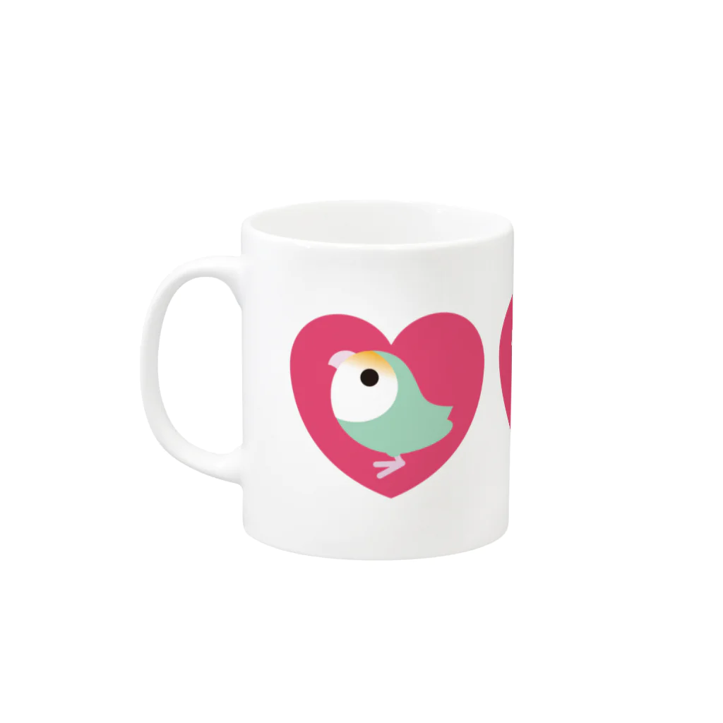 コザクラインコSHOP (kotorigoto/Lovebirdlove)の3 HEART KOZAKURA マグカップの取っ手の左面