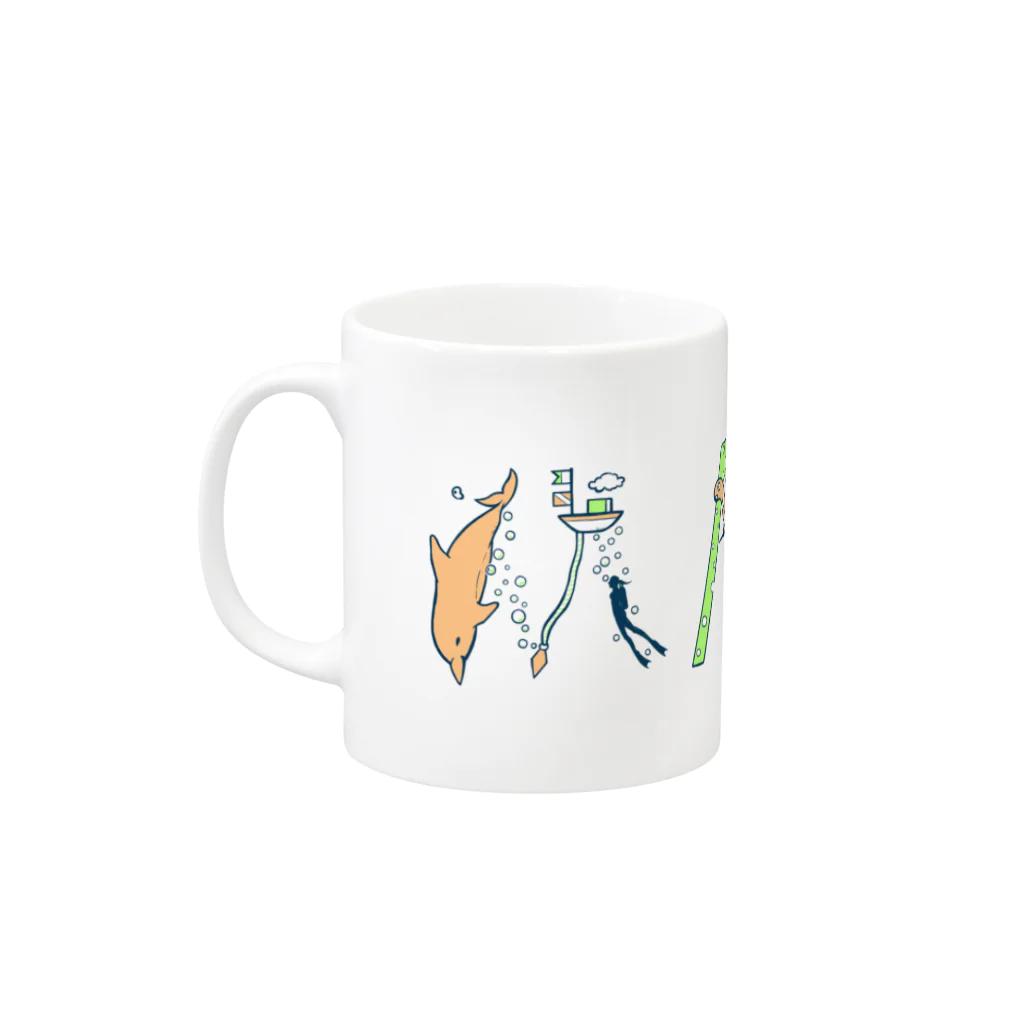 Mami専門店の海の「MAMI」-緑 Mug :left side of the handle