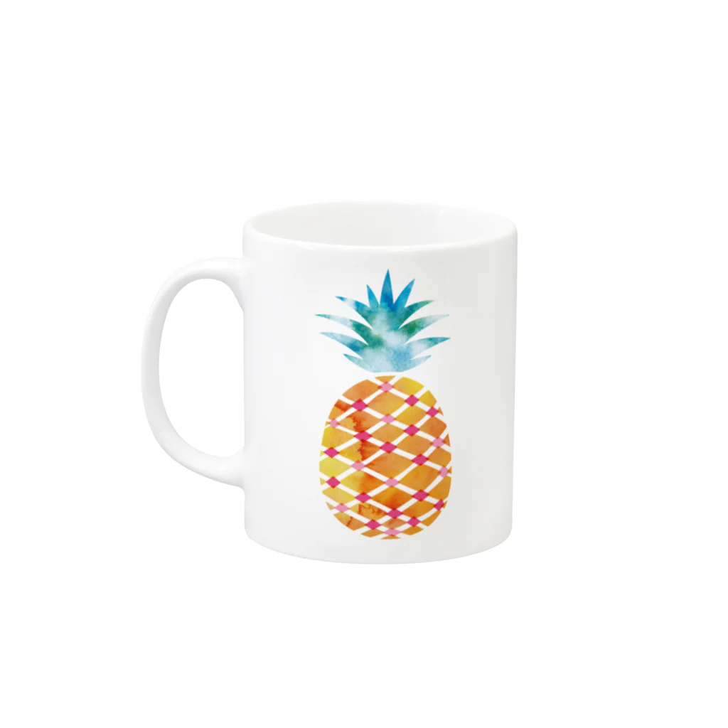 YUHEI Designの夏パイナップル！ Mug :left side of the handle