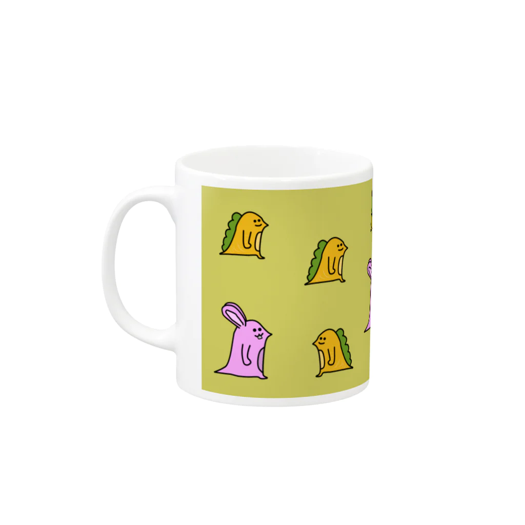 おぬしわんの店のウサギとニンジンサウルス Mug :left side of the handle