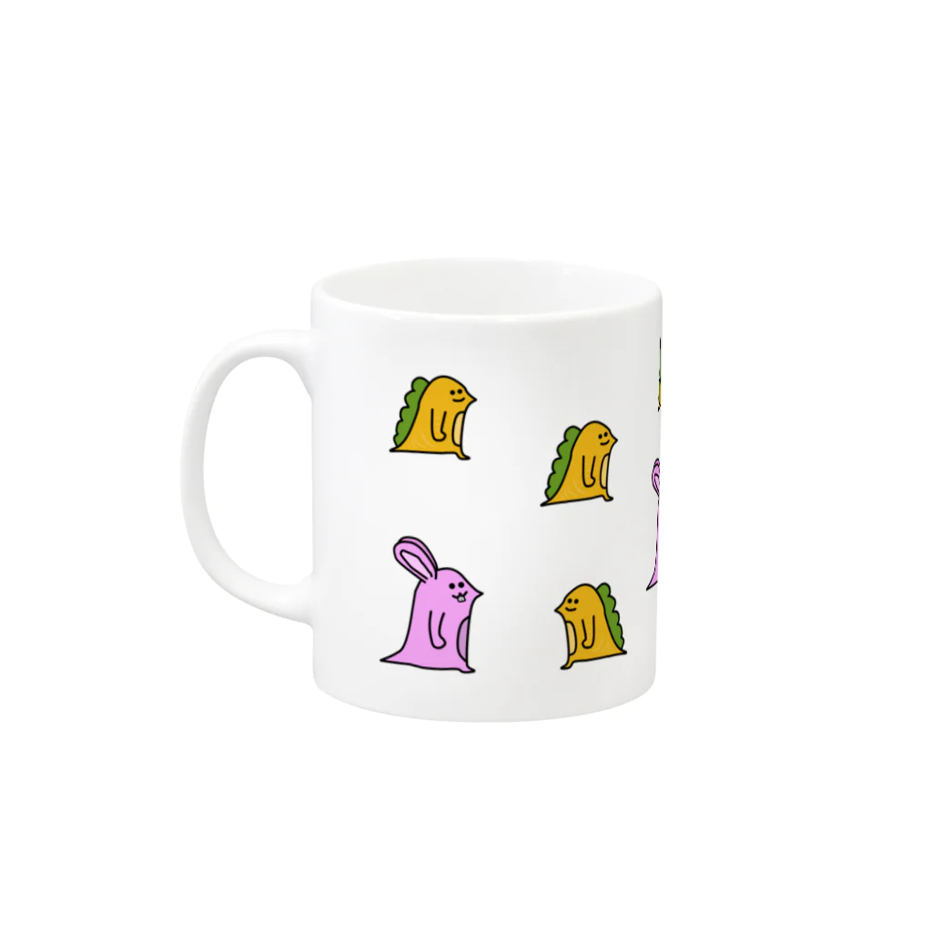 おぬしわんの店のウサギとニンジンサウルス Mug :left side of the handle