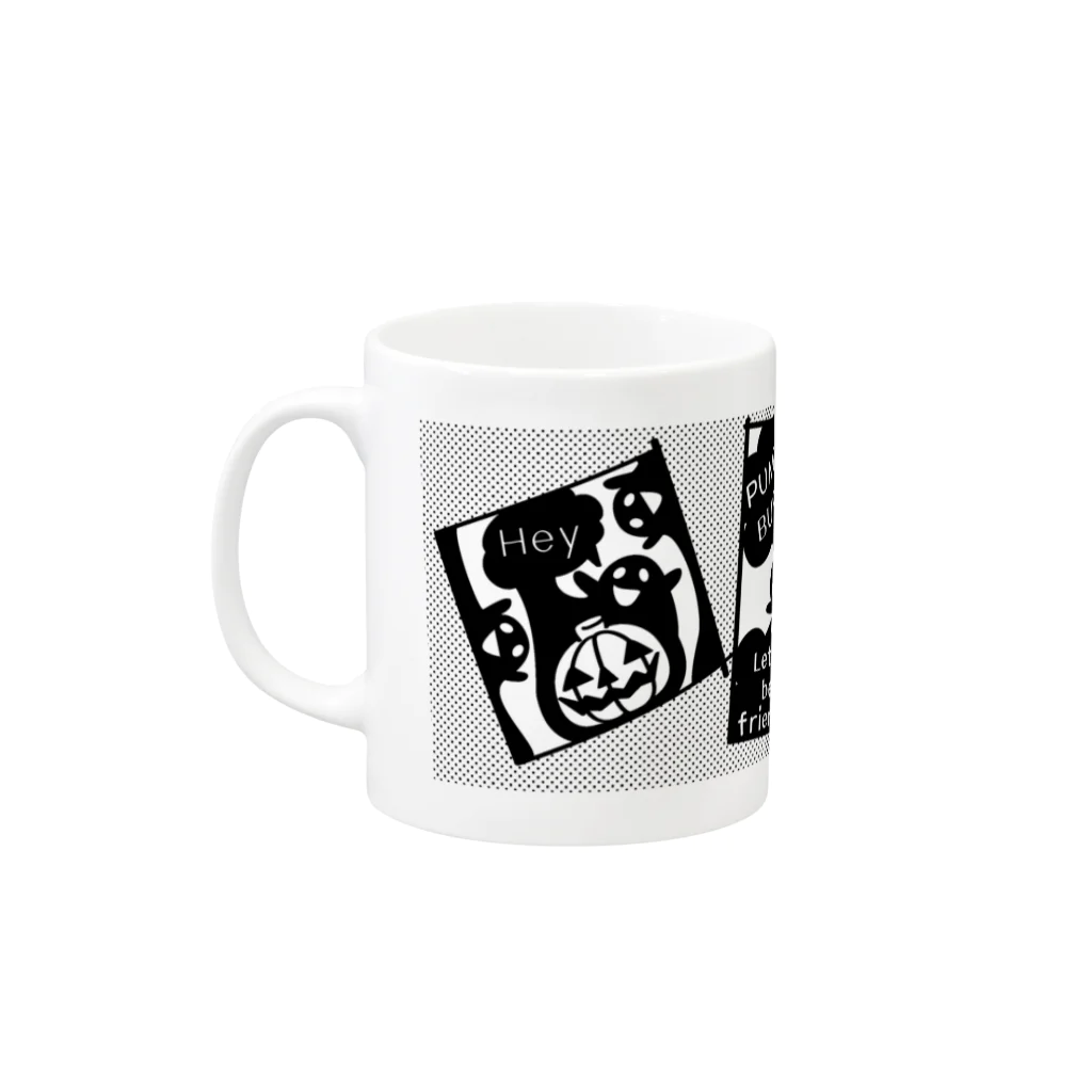 イラスト MONYAAT のGz かぼちゃバーガーD・黒ドット(gr) Mug :left side of the handle