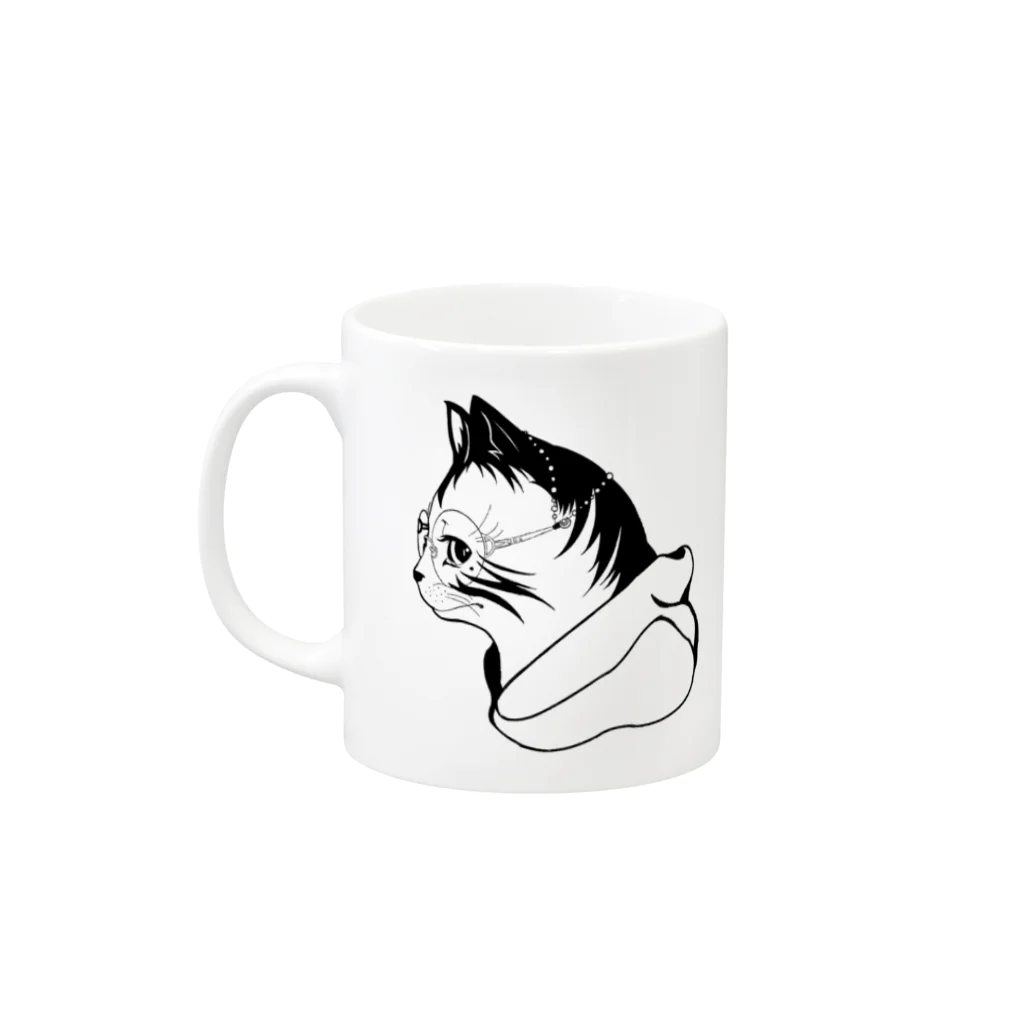 Tぬの店のおしゃネコたちのまぐ Mug :left side of the handle