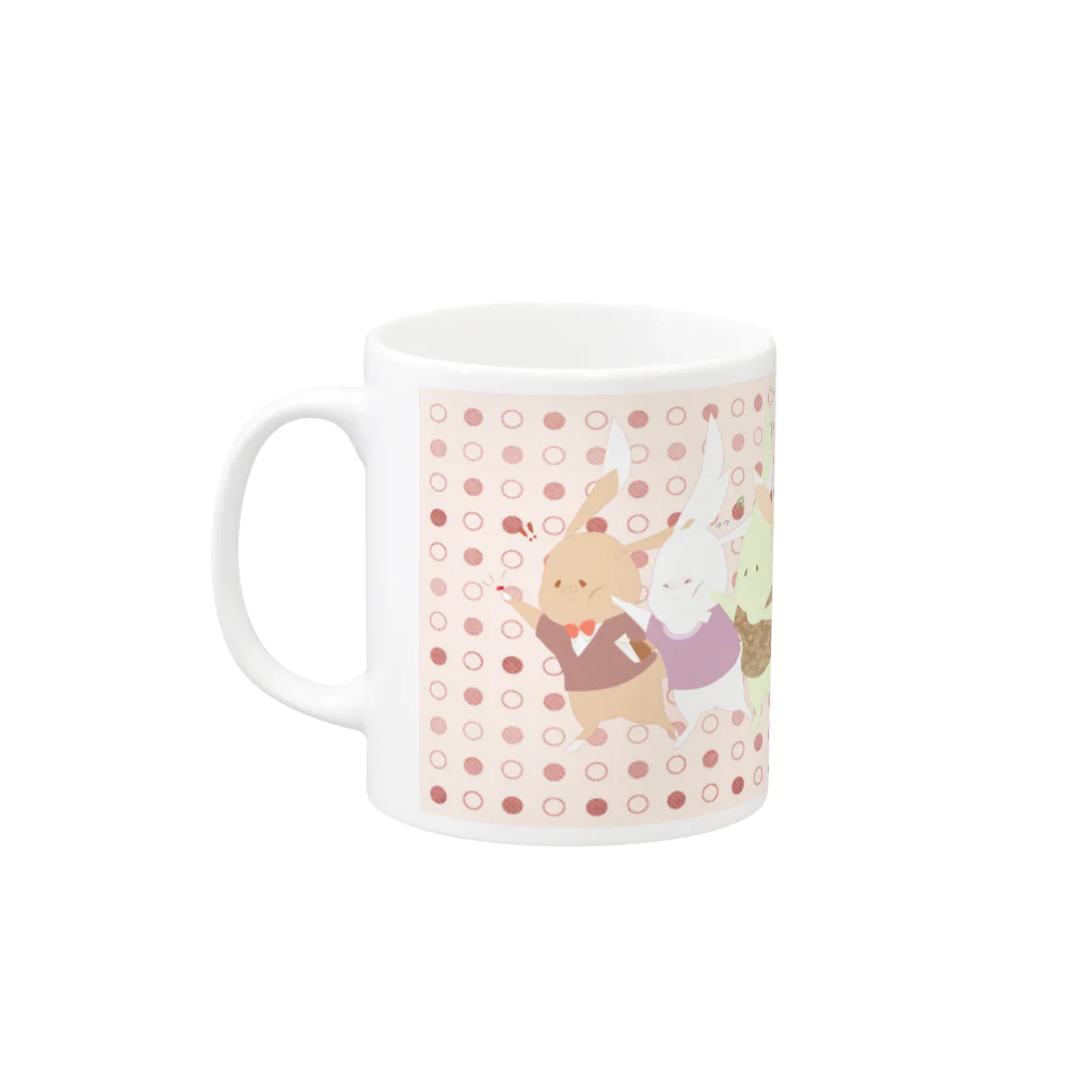 白桃の７匹のうさぎ Mug :left side of the handle