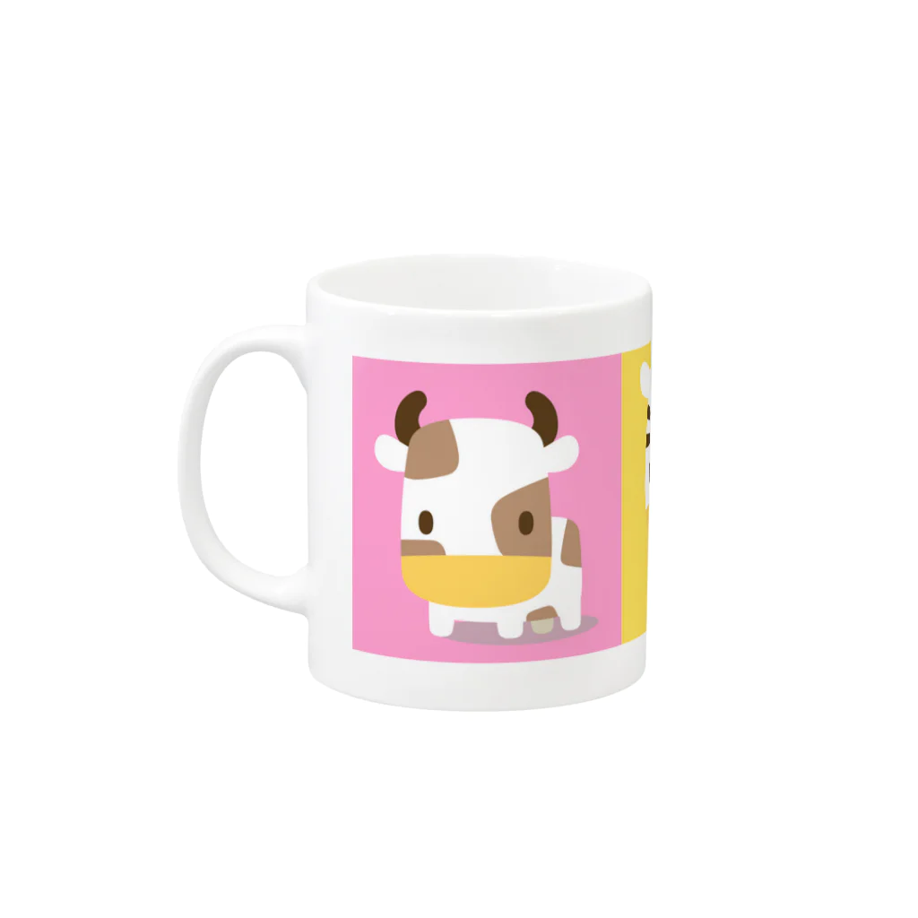 akimalのウシ・シマウマ・ヒツジ　ポップカラー Mug :left side of the handle