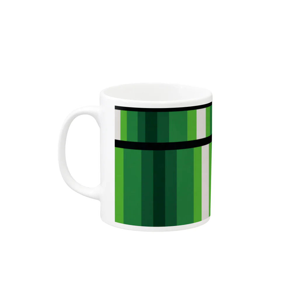 256graphの緑のストライプ Mug :left side of the handle