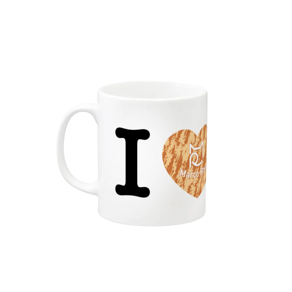 SHOP W　SUZURI店のI ♥ Cha Tora　マグカップ Mug :left side of the handle