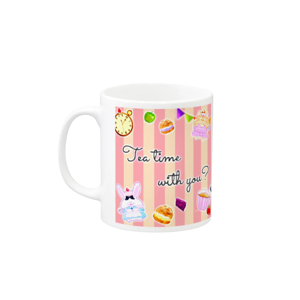 どるちぇ＊うさぎの【マグ】《ハロウィン》＊Tea time with you?*03白うさぎ＊ Mug :left side of the handle