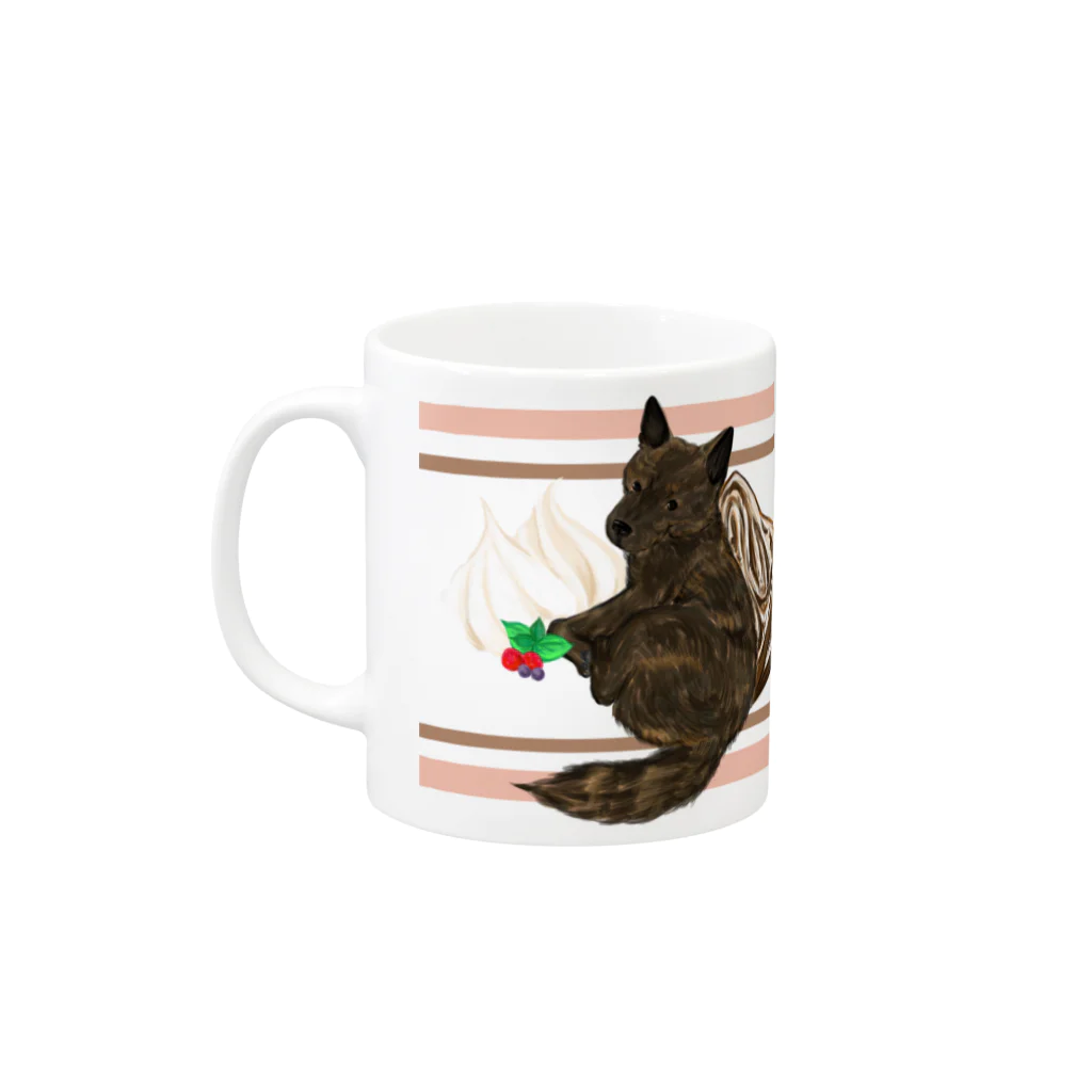 くろげちゃまじりのチョコデニッシュ食パン的で可愛い甲斐犬 Mug :left side of the handle