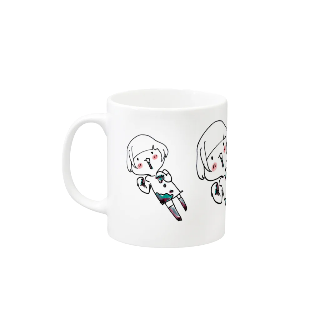 Øh!!DE✡️KØのぞんび屋さんまぐ Mug :left side of the handle