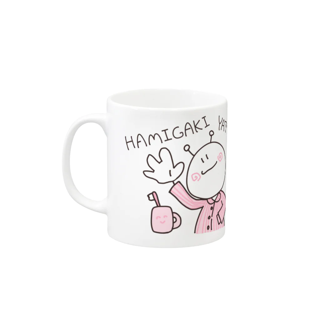 なかしま わか🦀のHAMIGAKI YATTA？/うちうじんくん Mug :left side of the handle