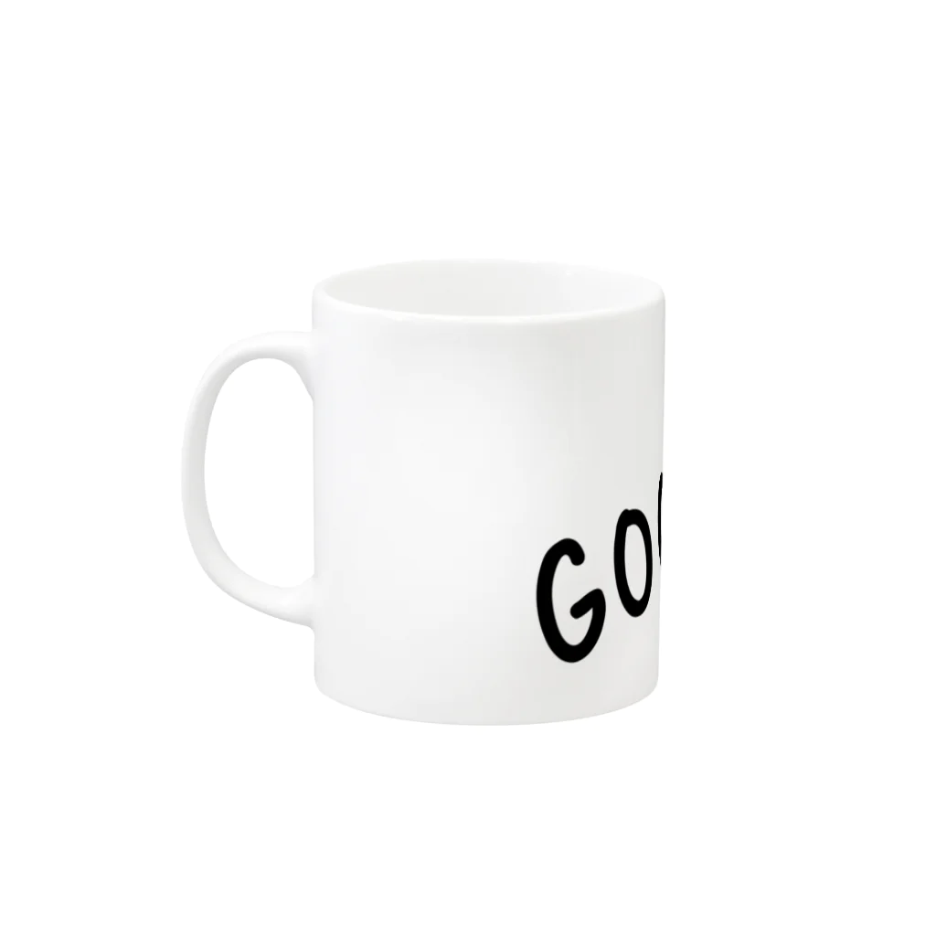 SANKAKU DESIGN STOREのGood Bye! カジュアル黒 Mug :left side of the handle