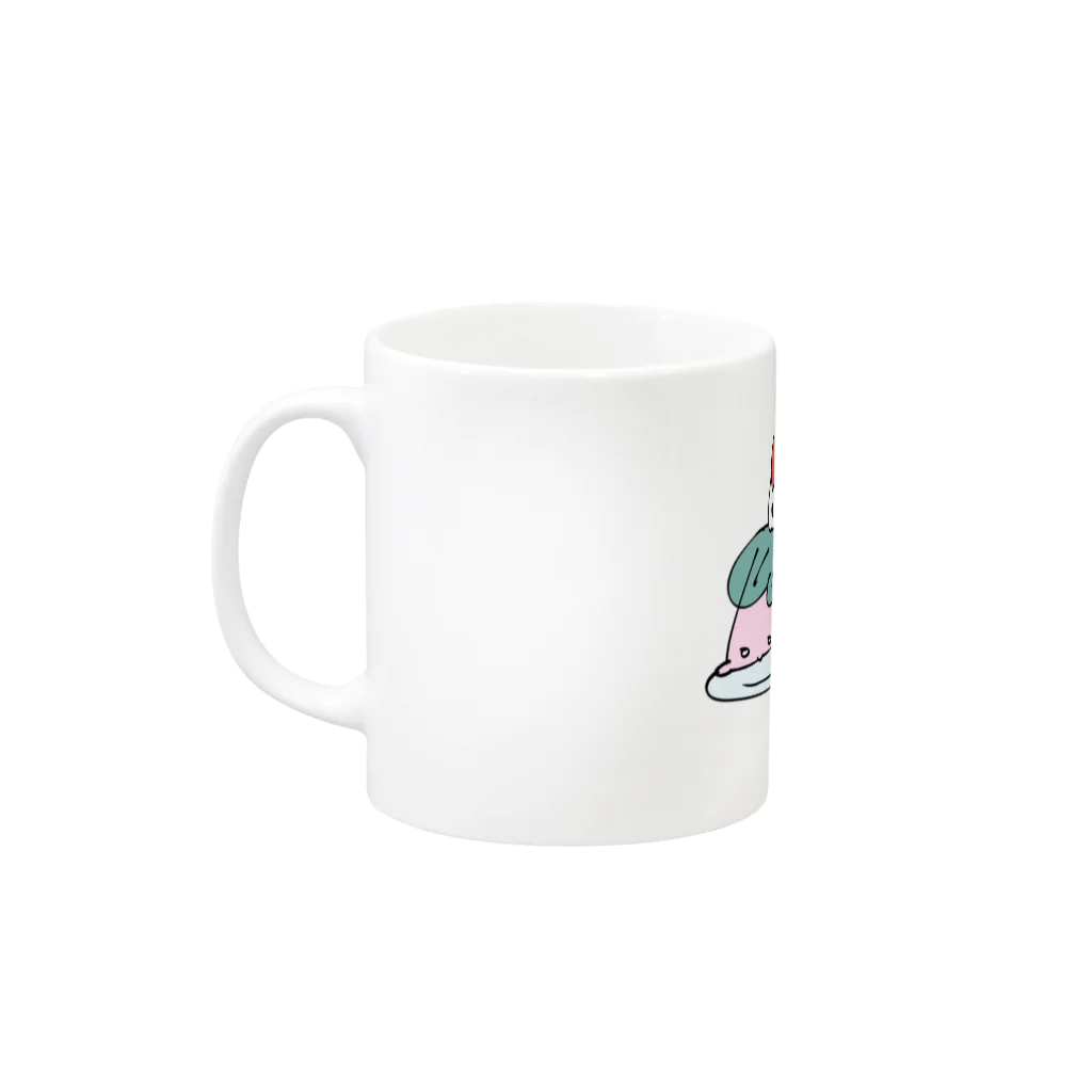 あぽぼのさくらおもちこちゃんとあんころもちよちゃん Mug :left side of the handle