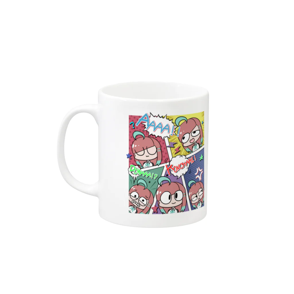 猫飯ちゃみのアメコミ風（ノーマルとモノクロカラー） Mug :left side of the handle