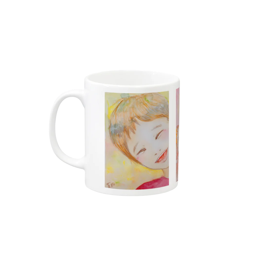 TEN店の三者三様おちびーす Mug :left side of the handle