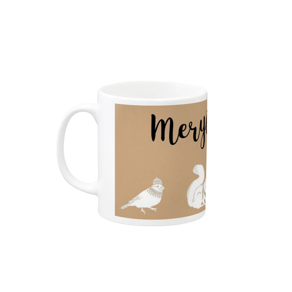 qunqunのMeryChristmas(ブラウン) Mug :left side of the handle