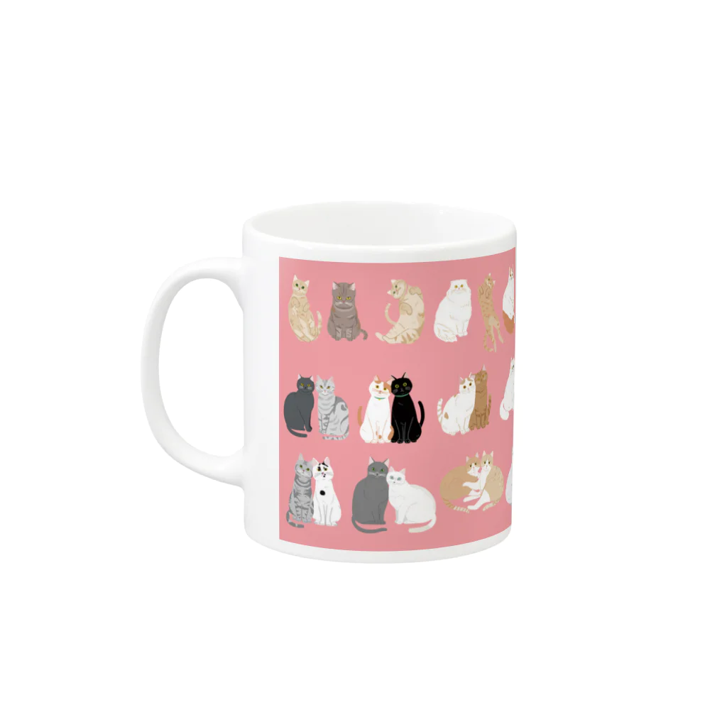 kawamu_cats shopの猫ちゃんマグカップ（ピンク） Mug :left side of the handle