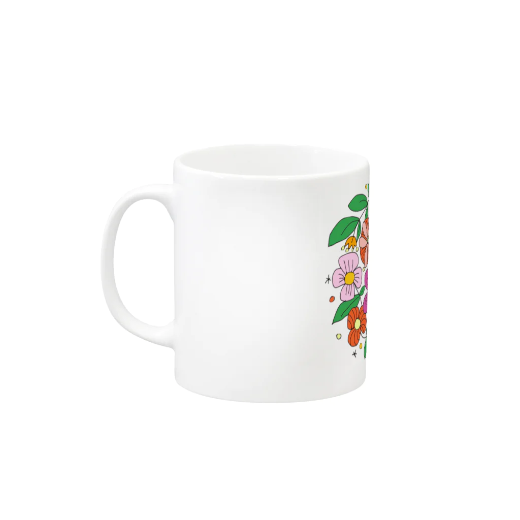 ASAMI+BOBのカラフルなお花 Mug :left side of the handle