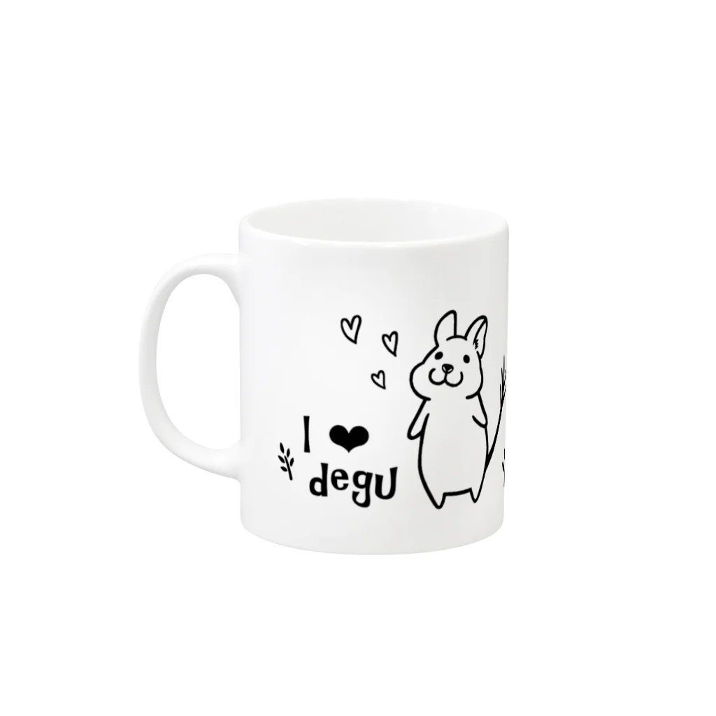 ぼたもちFactoryのI LOVE DEGU Mug :left side of the handle