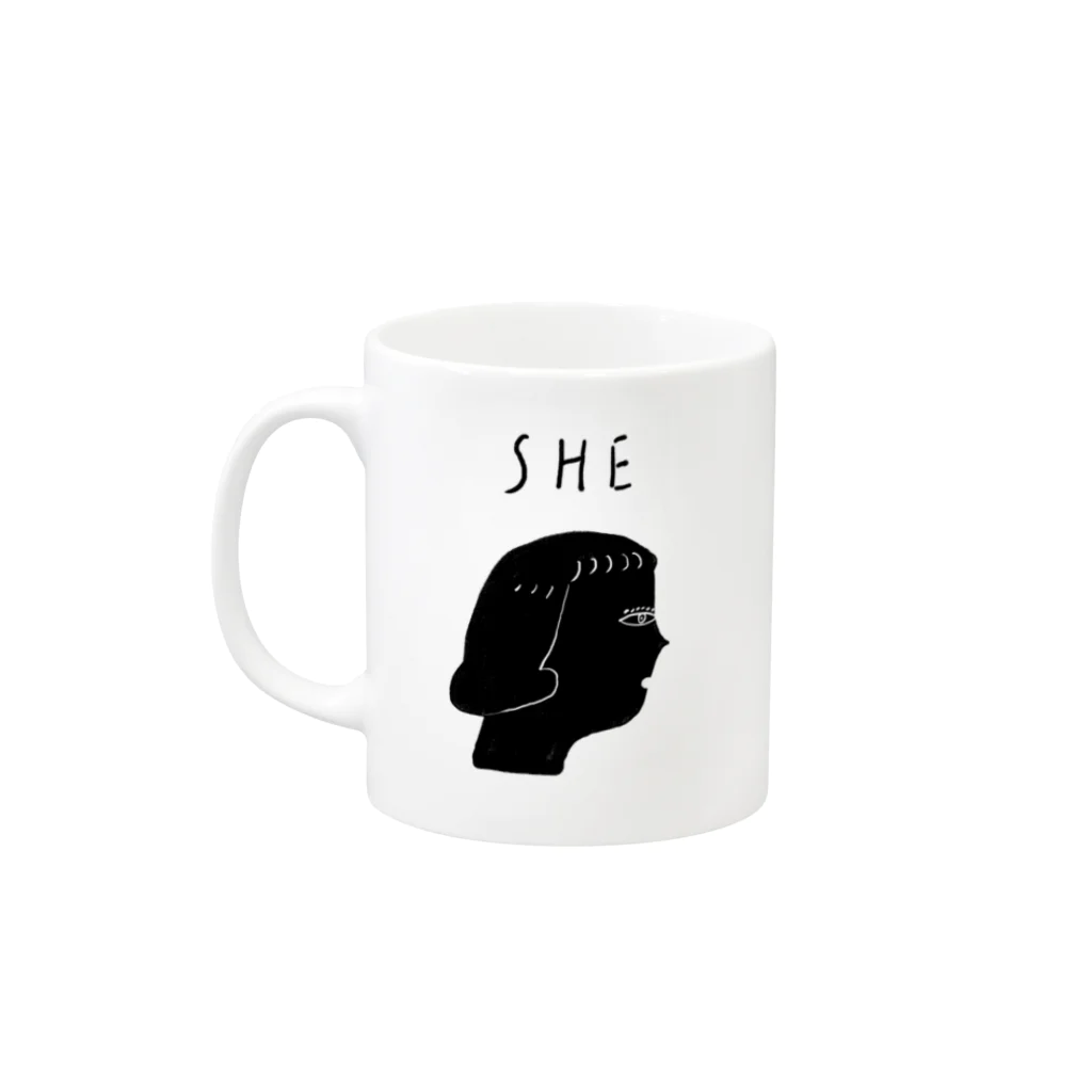 aki_ishibashiのペアマグカップ（she） Mug :left side of the handle