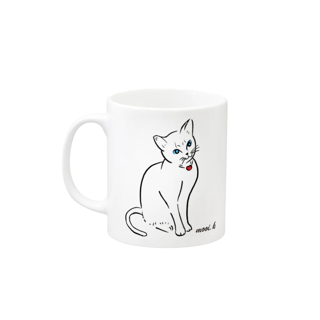 雑貨屋mooi.kの青い目の猫さんシリーズ№１ マグカップの取っ手の左面