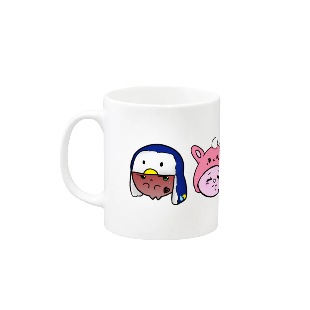 しろいのショップのおばけwithアニマル帽 Mug :left side of the handle