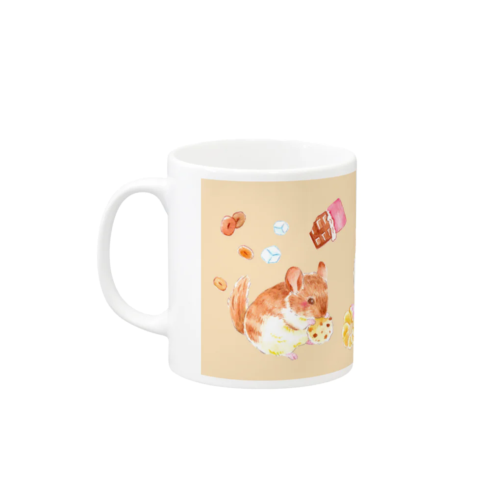 しず華＊(カラー･リボンボン)のチンチラコーヒー Mug :left side of the handle