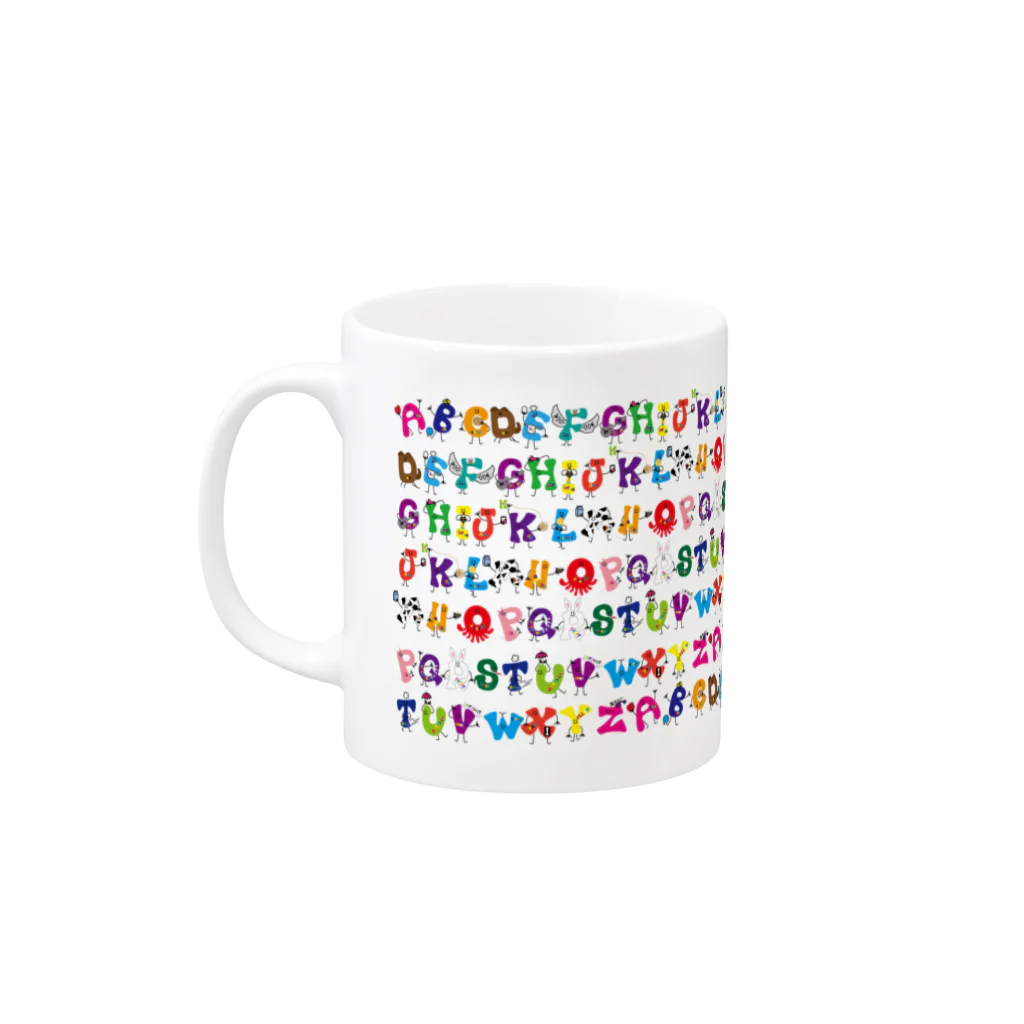 親子設計 ruchire 『知育文字』のアルファベット集合 マグカップの取っ手の左面