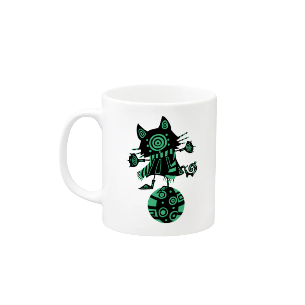 日向のレジャーシート。の青信号(猫) Mug :left side of the handle