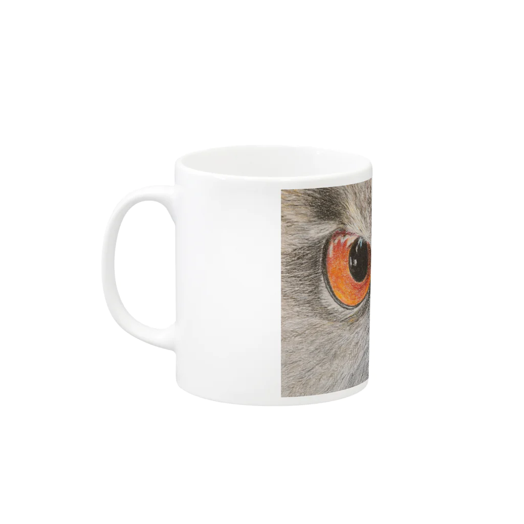 にゃんこ亀のフクロウとにらめっこ Mug :left side of the handle