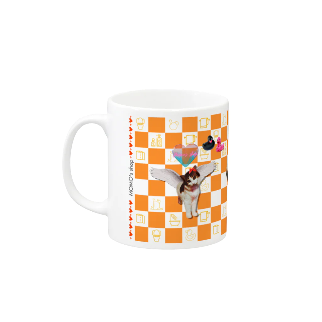 𝙈𝙊𝙈𝙊'𝙨 𝙎𝙝𝙤𝙥のCleanliness first-03　ロゴ付き Mug :left side of the handle