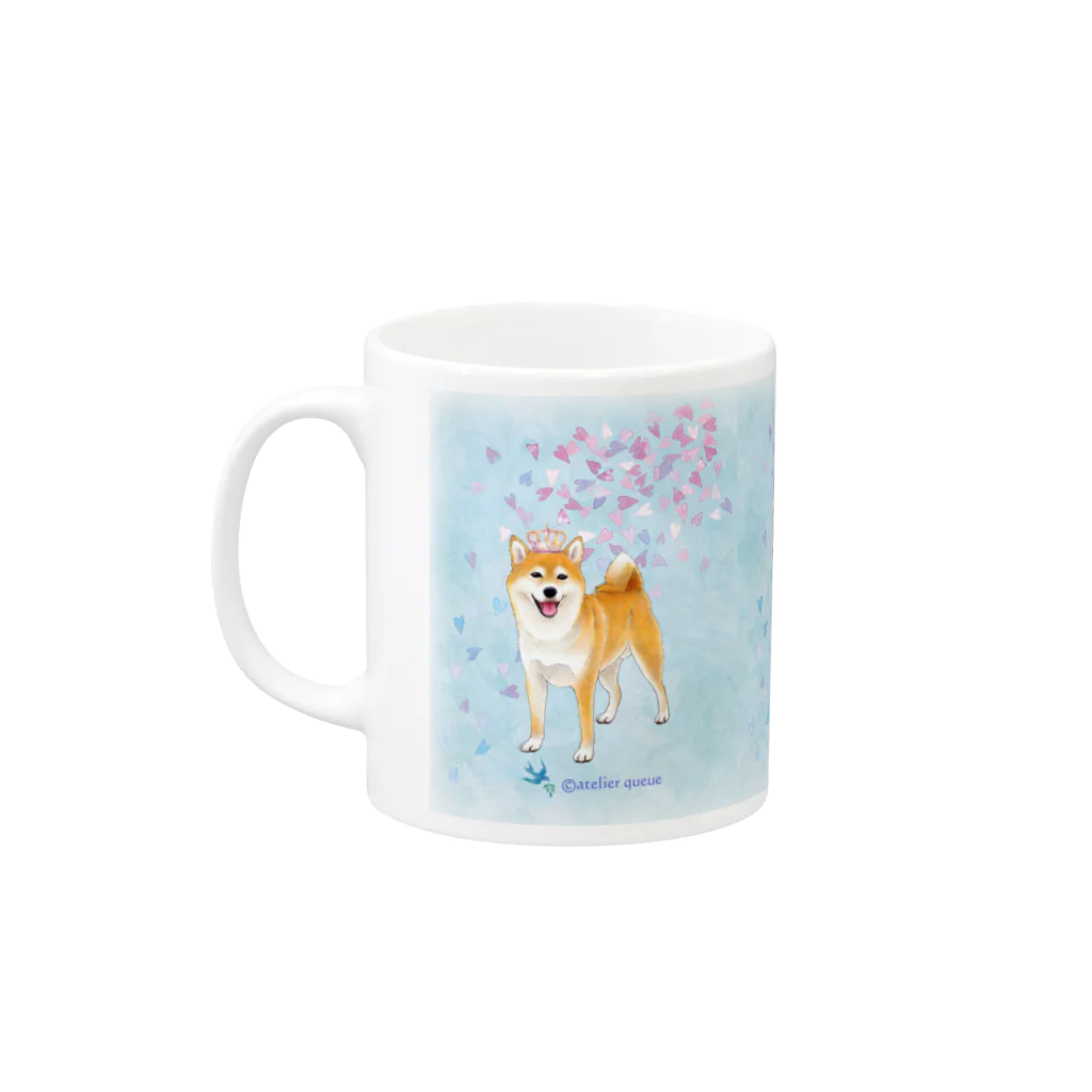 Atelier-Queueの柴犬（花吹雪と王冠） Mug :left side of the handle