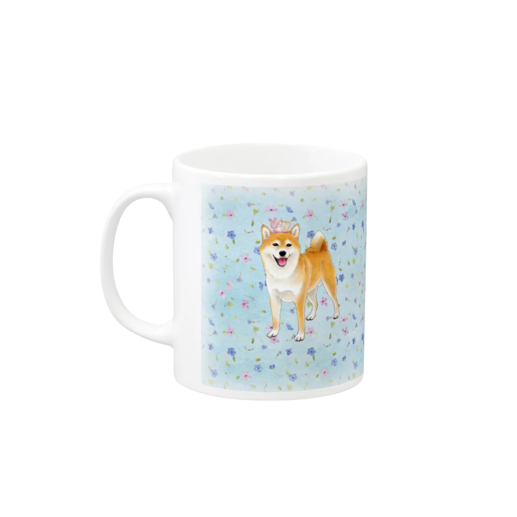 Atelier-Queueの柴犬（青い小花） Mug :left side of the handle