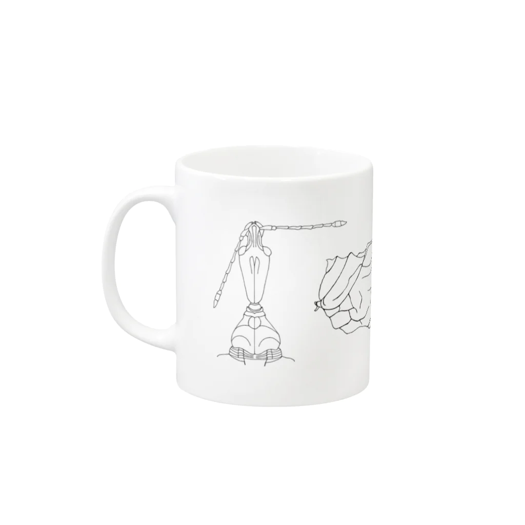 無名昆虫の夫婦し文（めおとしぶみ）withゆりかご Mug :left side of the handle