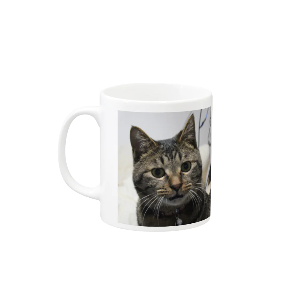 ねことらにゃんにゃん軍団のダブルたぬきち Mug :left side of the handle