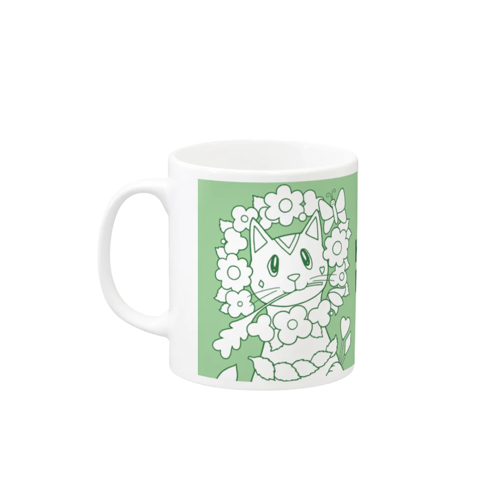 Cafe・de・ぬりえ ShopのHana Neko Mug :left side of the handle