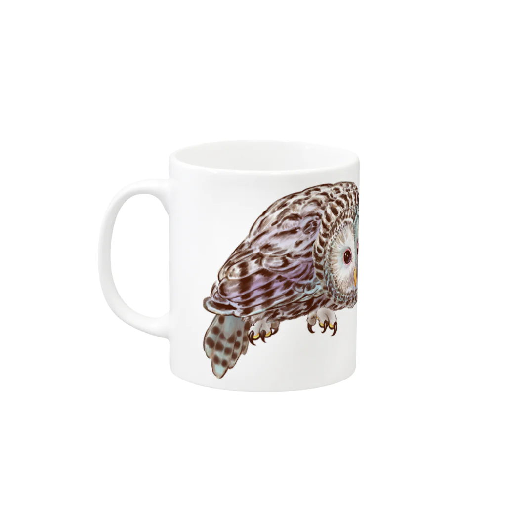 カリヲ屋スズリ支店のウラルフクロウ　大小2 Mug :left side of the handle