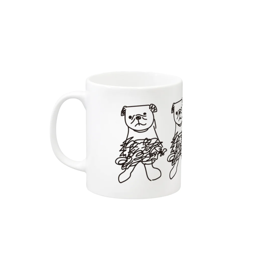 パグ好きが作るTシャツのパグ好きのマグカップ07 Mug :left side of the handle