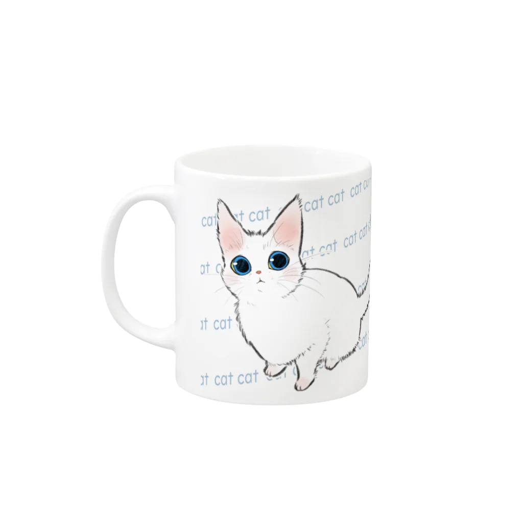 とらねこ横丁の猫のしろしろマグ Mug :left side of the handle