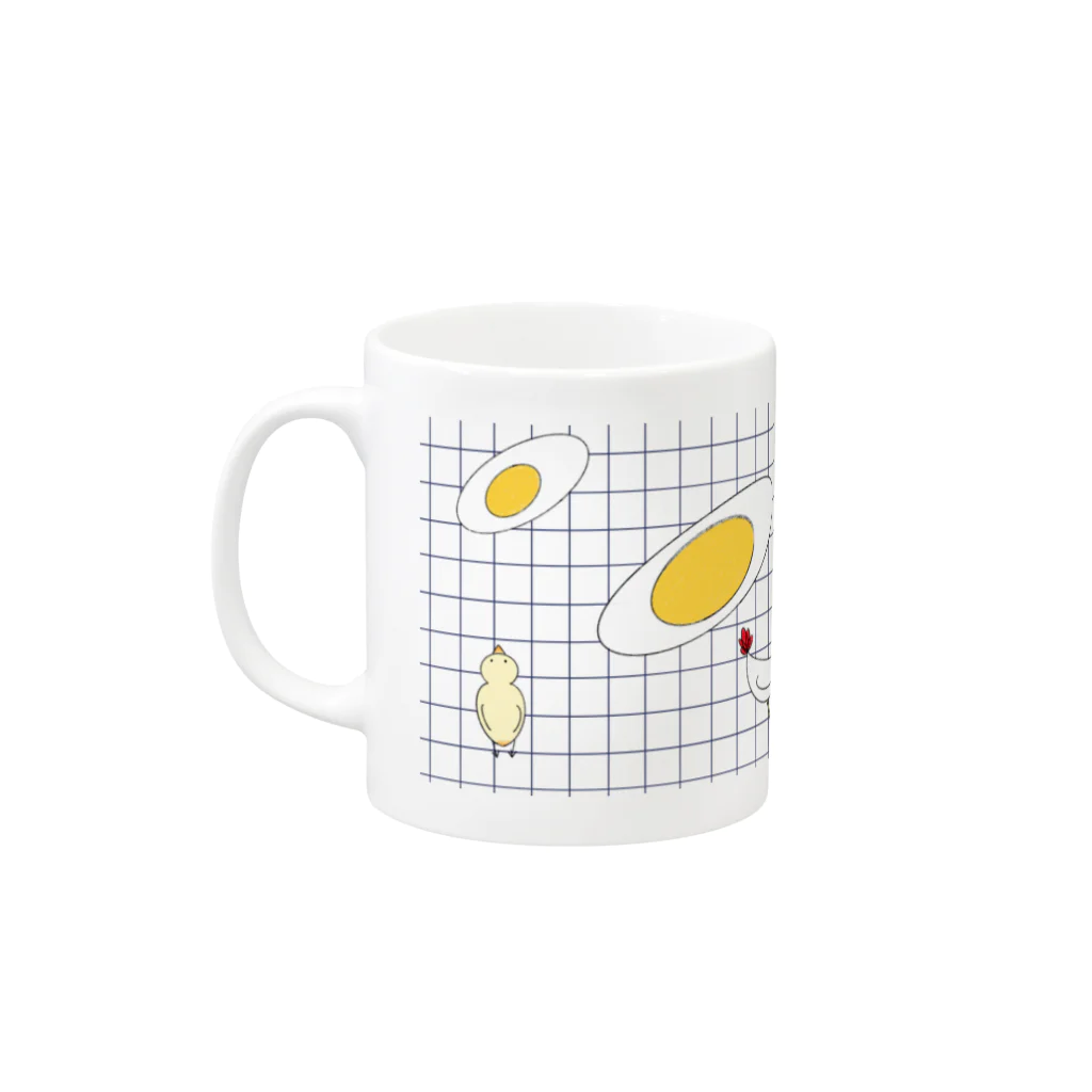 Lucieの鶏が先かたまごが先か Mug :left side of the handle