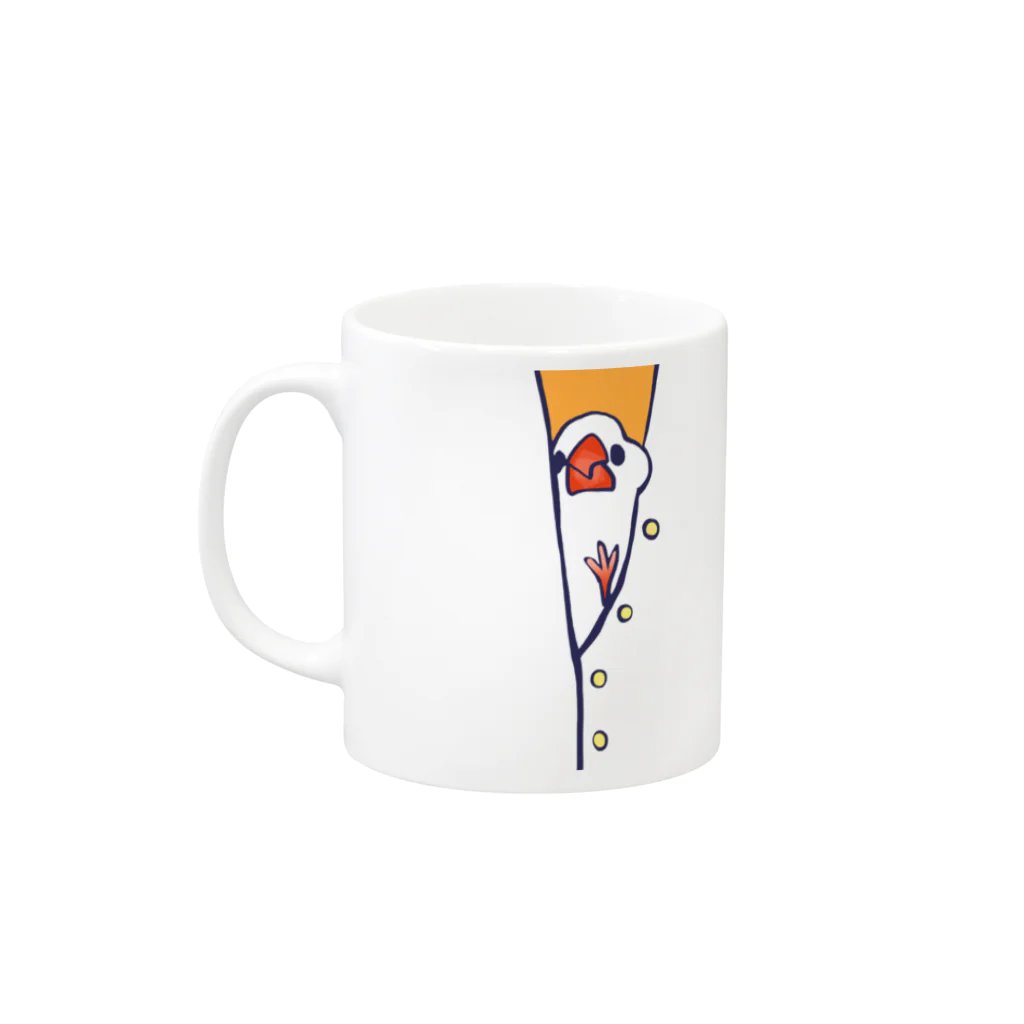 kadoBIRDのこんにちはぶんちょ！白 Mug :left side of the handle